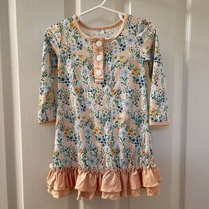 Ollie Jay Bamboo Lounge Dress Nightgown Floral Bunny Garden Easter Girls 12-18M